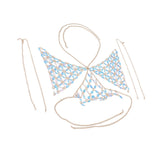 Maxbell Sexy Bra Bikini Women Halter Sequin Tassel Summer Beach Chest Chain Blue