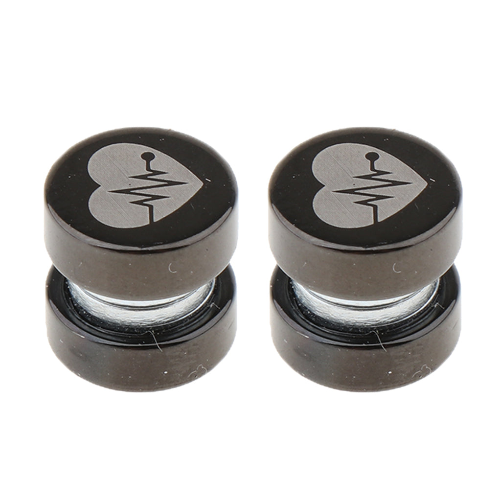 Maxbell 1 Pair Non Piercing Clip on Magnetic Ear Stud Men Fake Earrings Heartbeat