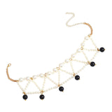 Maxbell Women Vintage Double Layer Choker Necklace Charm Pearl Pendant Jewelry Black