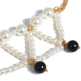 Maxbell Women Vintage Double Layer Choker Necklace Charm Pearl Pendant Jewelry Black