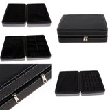 Maxbell PU Leather Travel Jewelry Box Earrings Display Organizer Case Black Style 1