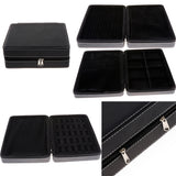 Maxbell PU Leather Travel Jewelry Box Earrings Display Organizer Case Black Style 1