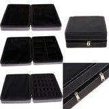 Maxbell PU Leather Travel Jewelry Box Earrings Display Organizer Case Black Style 1