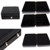 Maxbell PU Leather Travel Jewelry Box Earrings Display Organizer Case Black Style 1