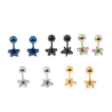 Maxbell 10 Pieces Star Labret Lip Ring Tragus Stud Barbell Piercing Jewelry 5x2mm