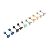 Maxbell 10 Pieces Star Labret Lip Ring Tragus Stud Barbell Piercing Jewelry 5x2mm