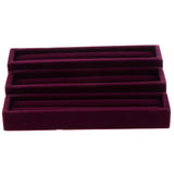 Maxbell 3pcs Velvet Ring Trays Showcase Display Jewelry Organizer Holder Purple