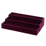 Maxbell 3pcs Velvet Ring Trays Showcase Display Jewelry Organizer Holder Purple