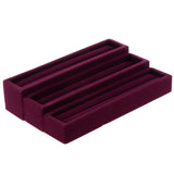 Maxbell 3pcs Velvet Ring Trays Showcase Display Jewelry Organizer Holder Purple