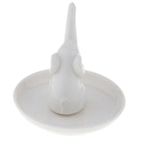 Maxbell Ceramic Ring Holder Dish Jewelry Organizer Tray White Dish Elephant