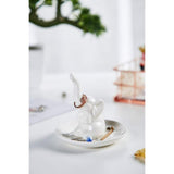 Maxbell Ceramic Ring Holder Dish Jewelry Organizer Tray White Dish Elephant