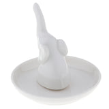 Maxbell Ceramic Ring Holder Dish Jewelry Organizer Tray White Dish Elephant