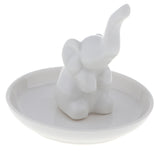 Maxbell Ceramic Ring Holder Dish Jewelry Organizer Tray White Dish Elephant