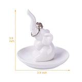 Maxbell Ceramic Ring Holder Dish Jewelry Organizer Tray White Dish Elephant