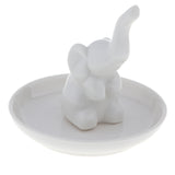 Maxbell Ceramic Ring Holder Dish Jewelry Organizer Tray White Dish Elephant