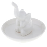 Maxbell Ceramic Ring Holder Dish Jewelry Organizer Tray White Dish Elephant