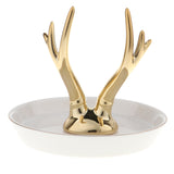 Maxbell Ceramic Ring Holder Dish Jewelry Organizer Tray White Dish Antlers