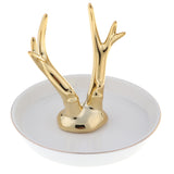 Maxbell Ceramic Ring Holder Dish Jewelry Organizer Tray White Dish Antlers