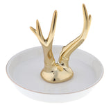 Maxbell Ceramic Ring Holder Dish Jewelry Organizer Tray White Dish Antlers