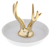 Maxbell Ceramic Ring Holder Dish Jewelry Organizer Tray White Dish Antlers