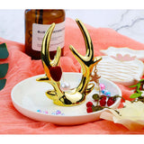 Maxbell Ceramic Ring Holder Dish Jewelry Organizer Tray White Dish Gold Elk