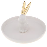 Maxbell Ceramic Ring Holder Dish Jewelry Organizer Tray White Dish Rabbit