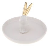 Maxbell Ceramic Ring Holder Dish Jewelry Organizer Tray White Dish Rabbit