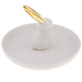 Maxbell Ceramic Ring Holder Dish Jewelry Organizer Tray White Dish Rabbit