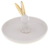 Maxbell Ceramic Ring Holder Dish Jewelry Organizer Tray White Dish Rabbit