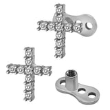 Maxbell 2pcs Dermal Anchor Tops and Base Titanium Steel Piercing Jewelry Cross