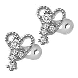 Maxbell 2pcs Dermal Anchor Tops and Base Titanium Steel Piercing Jewelry Heart 2