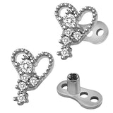 Maxbell 2pcs Dermal Anchor Tops and Base Titanium Steel Piercing Jewelry Heart 2