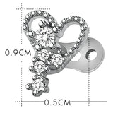 Maxbell 2pcs Dermal Anchor Tops and Base Titanium Steel Piercing Jewelry Heart 2