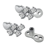 Maxbell 2pcs Dermal Anchor Tops and Base Titanium Steel Piercing Jewelry Heart 3