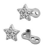 Maxbell 2pcs Dermal Anchor Tops and Base Titanium Steel Piercing Jewelry Star