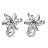 Maxbell 2pcs Dermal Anchor Tops and Base Titanium Steel Piercing Jewelry Flower