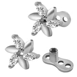 Maxbell 2pcs Dermal Anchor Tops and Base Titanium Steel Piercing Jewelry Flower