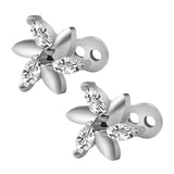 Maxbell 2pcs Dermal Anchor Tops and Base Titanium Steel Piercing Jewelry Flower