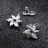 Maxbell 2pcs Dermal Anchor Tops and Base Titanium Steel Piercing Jewelry Flower