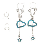 Maxbell 1 Pair Dangle Non Piercing Clip On Nipple Ring Body Jewelry Blue Heart