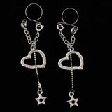 Maxbell 1 Pair Dangle Non Piercing Clip On Nipple Ring Body Jewelry Blue Heart