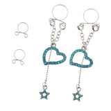 Maxbell 1 Pair Dangle Non Piercing Clip On Nipple Ring Body Jewelry Blue Heart