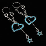 Maxbell 1 Pair Dangle Non Piercing Clip On Nipple Ring Body Jewelry Blue Heart