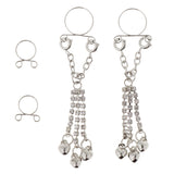 Maxbell 1 Pair Dangle Non Piercing Clip On Nipple Ring Body Jewelry Silver Bell