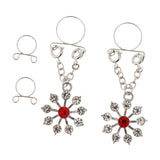 Maxbell 1 Pair Lady Crystal Flower Dangle Non Piercing Nipple Ring Body Jewelry Red