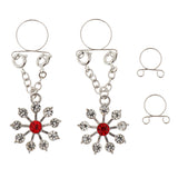 Maxbell 1 Pair Lady Crystal Flower Dangle Non Piercing Nipple Ring Body Jewelry Red