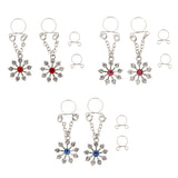 Maxbell 1 Pair Lady Crystal Flower Dangle Non Piercing Nipple Ring Body Jewelry Red