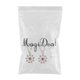 Maxbell 1 Pair Lady Crystal Flower Dangle Non Piercing Nipple Ring Body Jewelry Red