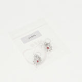 Maxbell 1 Pair Lady Crystal Flower Dangle Non Piercing Nipple Ring Body Jewelry Red