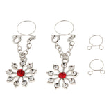 Maxbell 1 Pair Lady Crystal Flower Dangle Non Piercing Nipple Ring Body Jewelry Red